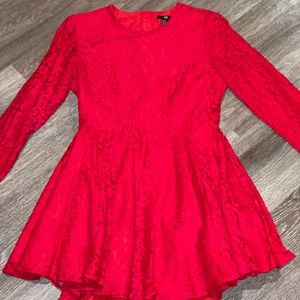 H&M red lace long sleeve dress and a flared skirt size 10